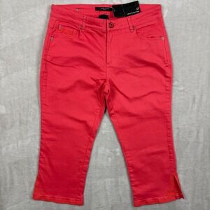 Simon Chang Coral Embroidered Crop Denim Pants Capri Women's Size 6 Vacation